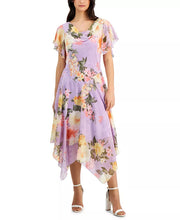 Cargar imagen en el visor de la galería, VESTIDO MIDI DE CHIFFON CON ESTAMPADO FLORAL
