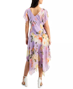 VESTIDO MIDI DE CHIFFON CON ESTAMPADO FLORAL