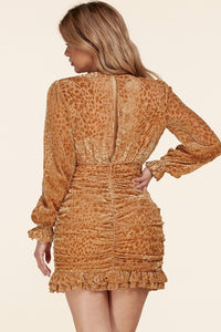 VESTIDO CORTO ANIMAL PRINT DRAPEADO