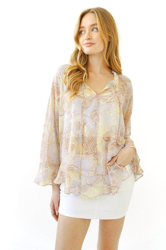 BLUSA ESTAMPADO ARABESCO TRANSPARENTE