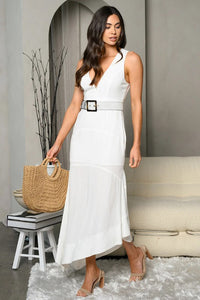 VESTIDO BLANCO CON CINTURON