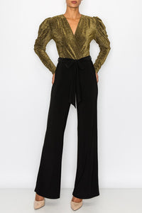 JUMPSUIT EN TELA STRECH BRILLOS DORADOS