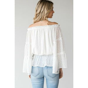 BLUSA OFF SHOULDER MANGAS ANCHAS